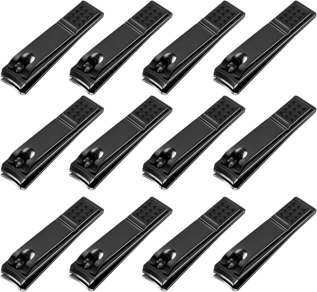 Yaomiao 12 Pieces Nail Clipper Set Stainless Steel Nail Cutter Fingernails and Toenail Clipper Cutter for Women Men (Black)