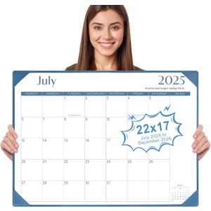 Gannyfer Desk Calendar 2025-2026 with Desktop Mat, Simplified Large 22" x 17" Desktop Pad Calendar, 18 Month Table Calendar from July 2025 to Dec 2026, Office Supplies Perfect for Home School and Office - Blue