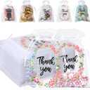 Hoolerry 200 Pcs Thank You Gift Bags Wedding Sheer Organza Bags with Drawstring 4 x 6 Inch Small Floral Candy Pouch Bulk Mesh Jewelry Goodie Pouch for Bridal Baby Shower Birthday Employee Party Favor (White)