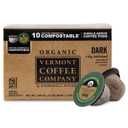 Vermont Coffee Company, Organic Dark Roast Coffee, K-Cup Single-Serve Compostable Coffee Pods, 10CT (BBD 04/14/26)