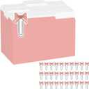 Qeeenar 30 Pack Decorative Pink 1/3 Cut File Folders with Bow Paper Clips