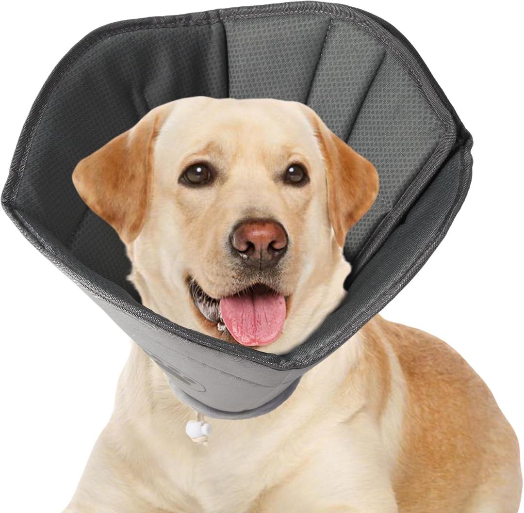 Soft Dog Cone for Large Pets After Surgery, Comfy Cone for Dogs, Cones for Dogs to Stop Licking, Pet Elizabethan Collar Alternative to Prevent Licking Wounds (Grey, XL)