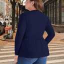 Women's Plus Size Babydoll Tops Long Sleeve Henley Shirts Cute Square Neck Peplum Top Button Casual Swing Flowy Blouses (XXL)