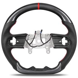 KIGEMOS Heated Steering Wheel for Jeep Wrangler JL 2018–2024, Hydro-Dip Carbon Fiber Finish, Nappa Perforated Leather Grip, Hand-Stitched D-Shape Flat-Bottom Design