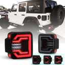 WOLFSTORM LED Tail Lights Fit for 2018-2025 Jeep Wrangler JL/JLU, 2021-2025 Jeep Wrangler 4XE Plugin with Dynamic Running Turn Lights Design LED Tail Light Assembly(Smoked Lens)
