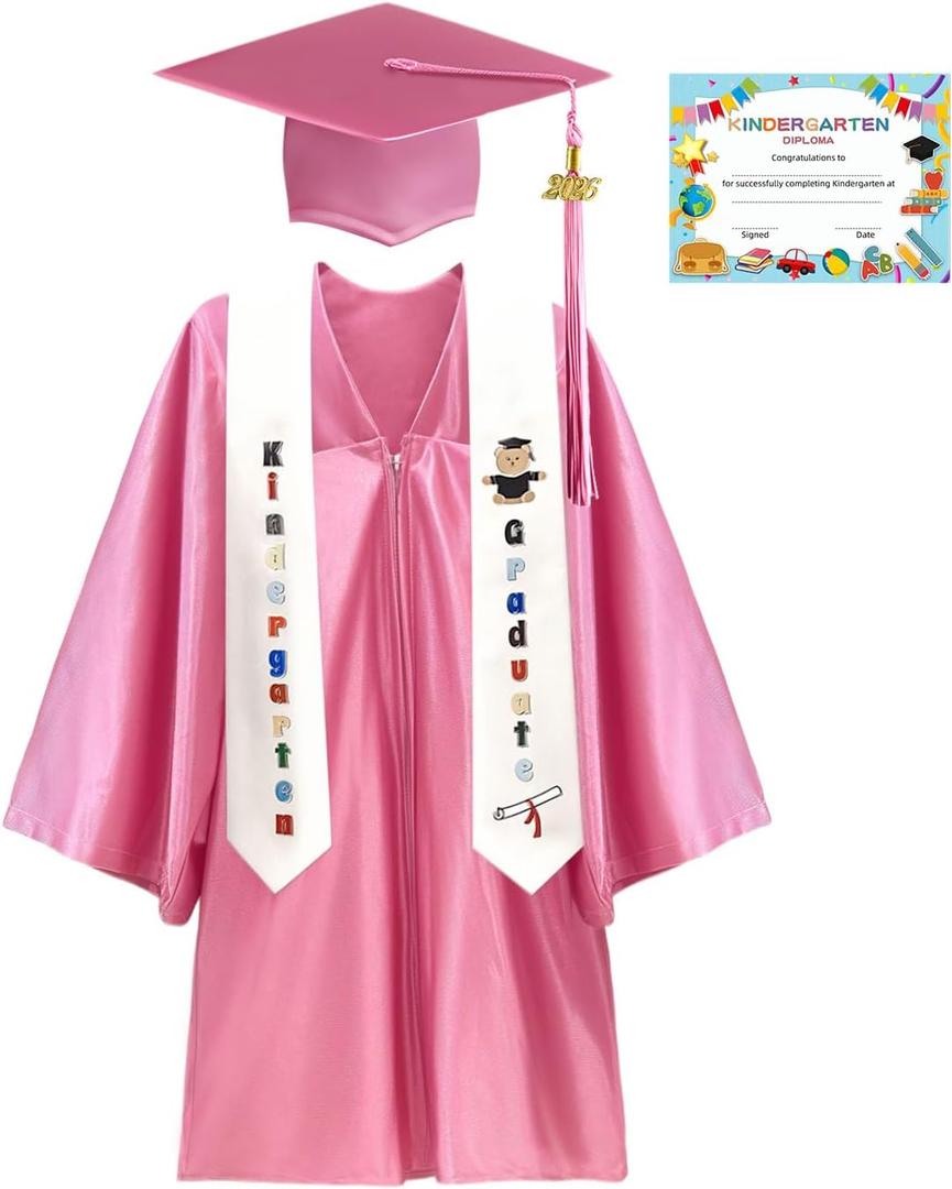 Kindergarten Graduation Cap and Gown Set 2026 -Preschool Graduation Cap with Printed Stole Grad Gift (30)