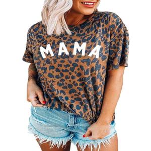 Plus Size Mama Shirt: Women Mama Leopard Print T-Shirt Funny Mom Life Top Mother Short Sleeve Tee (X-Large Plus)