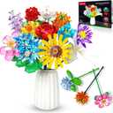 Flowers Bouquet Building Set 980 PCS - 12 Kinds of Flowers Botanical Collection and Decorative Home for Mother's Day, Birthdays, Valentine's Day Gifts Ideal for 6+ Women Girls Adults, No Vase
