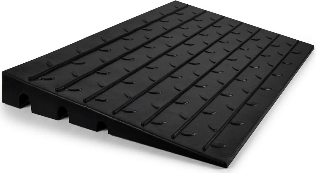 Pyle 3.0" Rise Rubber Threshold Ramp, 2200 Lbs Load Capacity Rubber Ramp for Doorways, Heavy-Duty Portable Design w/Non-Slip Surface for Scooters, Strollers, Indoor Outdoor Use, 42 x 24 x 30 Inches