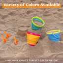JOYIN 3 Packs Foldable Pail Bucket with Shovels & Mesh Bag, Collapsible Buckets Multi Purpose for Beach, Camping Gear, Beach Party, Fishing, and Fun Summer Activities (Yellow/Blue/Green)