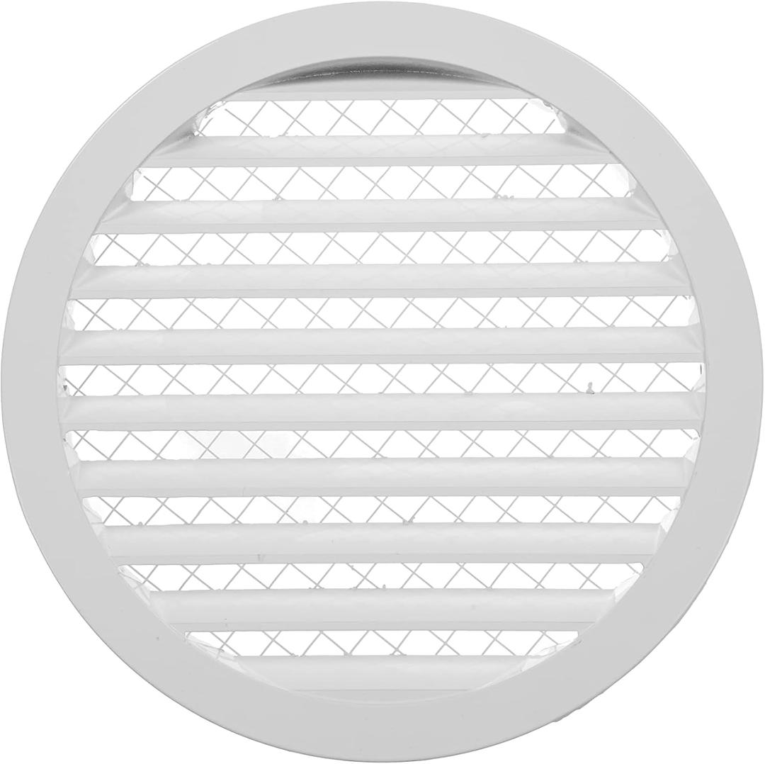 10" White Vent Cover - Aluminum - Industrial Round Air Vent Louver - Metal Soffit Vent with Screen - Mesh - Round Vent Grille for House Or Garage Wall- (10" Inch, White)