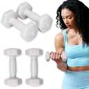 SPRI Dumbbells Hand Weights Set of 2 - Vinyl Coated Exercise & Fitness Dumbbell for Home Gym Equipment Workouts Strength Training Free Weights for Women, Men (1-10 Pound, 12, 15, 18, 20 lb) ((D) Light Grey | 4-Pound)