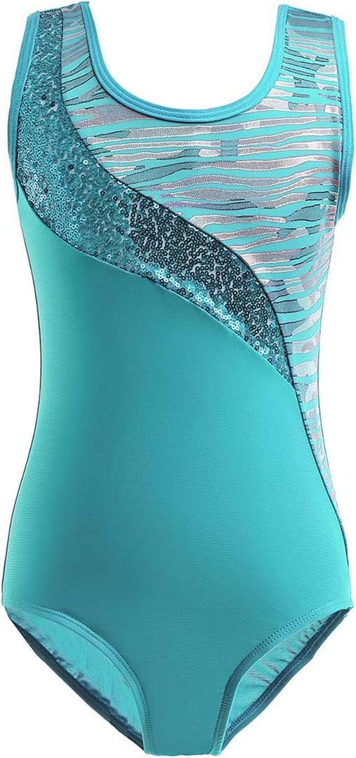 Viriber Gymnastics Leotards For Girls Gymnastics Girls' Activewear Dresses Dance Ballet Suit (13-14 Years, Green)