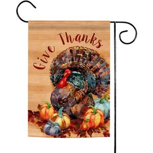 Toland Home Garden 1112236 Thanksgiving Turkey Thanksgiving Flag 12x18 Inch Double Sided for Outdoor Fall House Yard Decoration