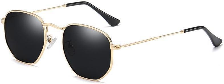 2 x Small Square Polarized Sunglasses for Men and Women Polygon Mirrored Lens,Trendy Sun Glasses Classic Shades, Fashion Narrow Square Frame UV Protection (Black)