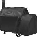 SunPatio Offset Smoker Cover, Outdoor Heavy Duty Waterproof Grill Cover Compatible for CharBroil Oklahma Joe's Highland and Horizon Grills, Charcoal BBQ Smoker Protector, All Weather Protection