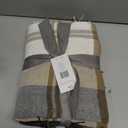 Throw Blanket Cozy Soft Tartan Checked Fringe Earth-Tone Blanket 50x60 Inches, for Couch, Sofa and Bed, Warm Lightweight Coffee Brown Travel Fringe Throw