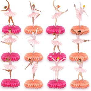 12 Pcs Ballerina Honeycomb Table Centerpieces Ballerina Party Decorations Ballerina Birthday Party Supplies Dancing Tutus Table Decor for Birthday Baby Shower Wedding Party