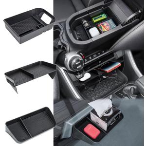 3PCS Center Console Organizer Tray and Armrest Storage Box Compatible with Toyota RAV4 2019-2022 2023 2024 2025 Dash Storage Tray Interior Accessories-Not for New 10.5'' Multimedia Display