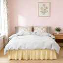 RIMELA Cream Yellow Bed Skirt King Size 18 Inch Drop, Wrap Around Elastic Bedskirt, Dust Ruffle for Adjustable Bed Base Machine Washable Easy to Install Bed Skirts