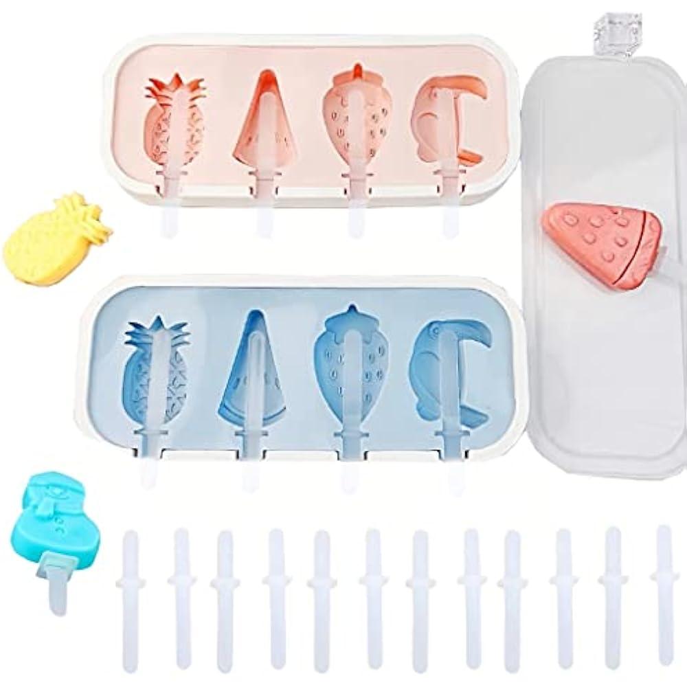 2 Pack Cute Pineapple Popsicle Mold Popsicle Maker Ice Cream Molds DIY Frozen Ice Pop Molds Kitchen Accessories Easy Release Breastmilk Reusable BPA Free for Summer Homemade Cakesicles (Set of 3)