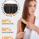 100% Boar Bristle Peach Wood Slick Back Hair Brush | Natural Wooden Styling Tool to Restore Shine, Control Frizz, Smooth Flyaways | Teasing to Add Volume | Sleek Ponytails, Buns & Men's Beard Grooming