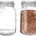 Set of 2 Large Glass Mason Jar with Lid (3 Liter) | Airtight Glass Storage Container for Food, Flour, Pasta, Coffee, Candy, Dog Treats, Snacks & More | Glass Organization Canisters 100 Ounces (100 oz 2 pack)