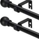 2 Pack Black Curtain Rods for windows 48 to 84-93 inch, 5/8 inch Splicing Heavy Duty Metal Curtain Rod Set with Brackets