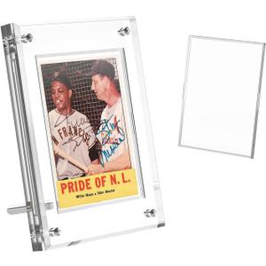Acrylic Trading Card Display Frame Magnetic Card Holder Case with Stand & Inner Case 35PTUV Protection Frame for Pokemon, Sports, Baseball, Football,Hockey TCG MTG Yugioh Comic Cards(Clear, 1-Slot)