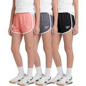 Reebok 3 Pack: Girls' Mesh Dolphin Shorts - Kids Teen Tweens Youth Active Athletic Volleyball Basketball Soccer Running- Set 3, XL, (14/16)