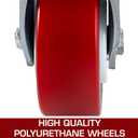VEVOR Caster Wheels Set of 4, 6" Heavy Duty Casters (2 Rigid and 2 Swivel Casters with Side Brake) Polyurethane Iron Core Plate 4000LBS Capacity