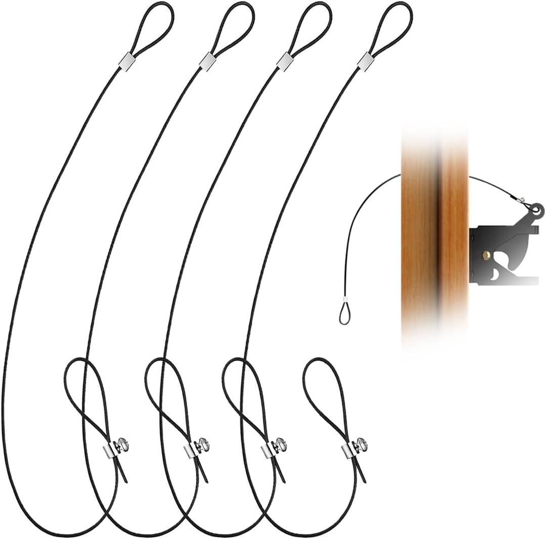 Gate Latch Cable Pull, 19 Inch Stainless Steel Adjustable Gate Pull Cord for Metal Wooden Fences Garden Backyard Door Fence Gate Opener (4 Pieces, Black)