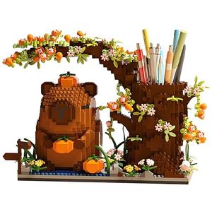 Capybara Building Blocks Set -1880PCS Cute Animals & Flowers Building Bricks Kit Kawaii Capybara Gifts Toy for Kids Age 8+, Capybara Stuff Pen Holder&  Desk Organizer, Arts &Crafts for Boys Girls Adult