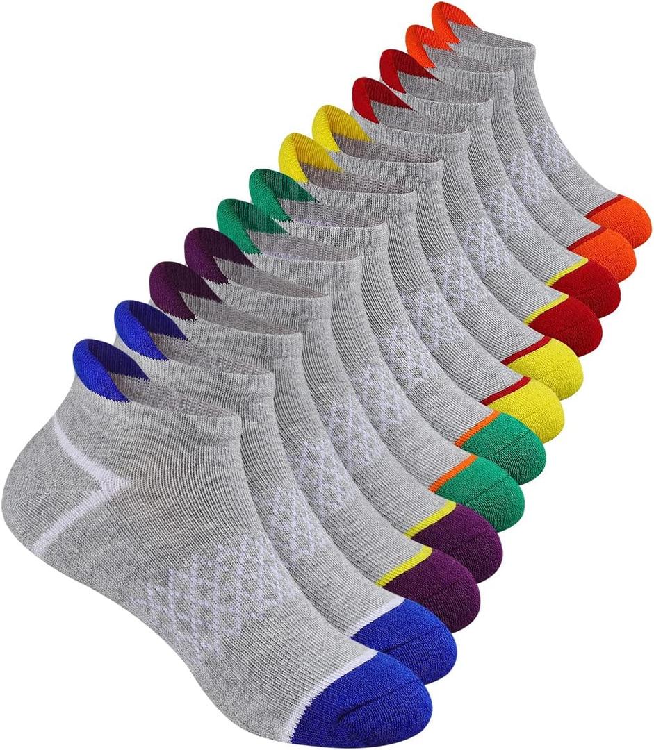 12-Pairs-Boys-Socks-Ankle-Athletic Sports Socks With Cushioned Sole For Big Little Kids 4-7 Years Old
