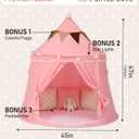 Play Tent with Padded Mat, Star Lights and Flags, Large Princess Tent Kids Play Tent, Indoor Outdoor Game Playhouse, Portable Children Yurt Tents, Birthday Gift for Girls, 47''x45'', Pink