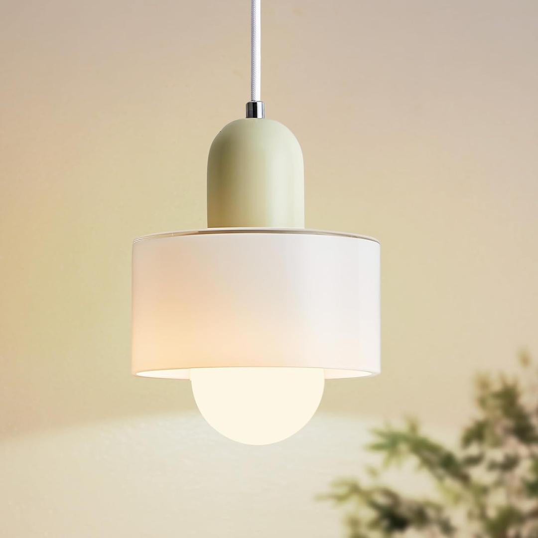 Yunnix White Pendant Lights - Modern Kitchen Island Pendant Light Fixtures with Milk Glass and Vintage Design, Perfect for Dining Room Chandeliers