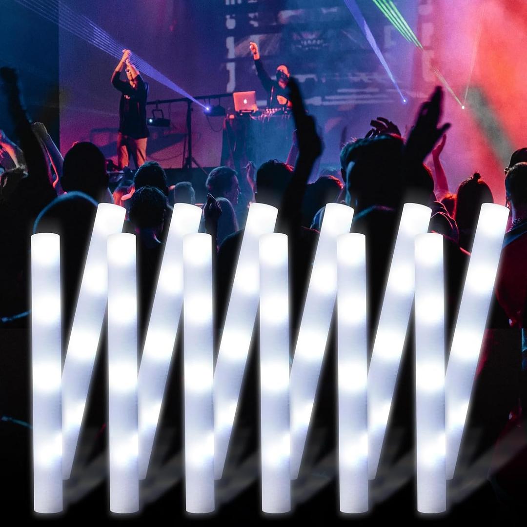 LED Foam Glow Sticks | 18.9 INCH Bulk Glow Sticks | LED Light Sticks | Light-Up Sticks for Concerts, Weddings, Raves, Carnivals, Halloween, Birthdays, and More!