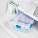 Sterilite 37 Qt Gasket Box, Stackable Storage Bin with Latching Lid and Tight Seal, Plastic Container to Organize Basement, Clear Base and Lid, 1-Pack