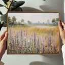 KISSFOX Vintage Framed Wall Art Decor Countryside Landscape Pictures Wall Decor Rustic Wildflower Paintings Scenery Canvas Art Prints Modern Farmhouse Artwork For Bedroom Kitchen Living Room (8x10 in, Lavender)