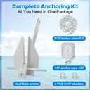 Galvanized Fluke Anchor Kit Includes Anchor Chain, Rope and Shackles, for Pontoons, Dinghies, Fishing Boats, Bass Boats, Sport Boats, Sport Yachts, 5/8/10/13 lb Boat Anchor Kit