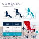 CARIBBEAN JOE Folding Beach Chair, 4 Position Portable Backpack Foldable Camping Chair with Headrest, Cup Holder, and Wooden Armrests, Red 300lbs Capacity