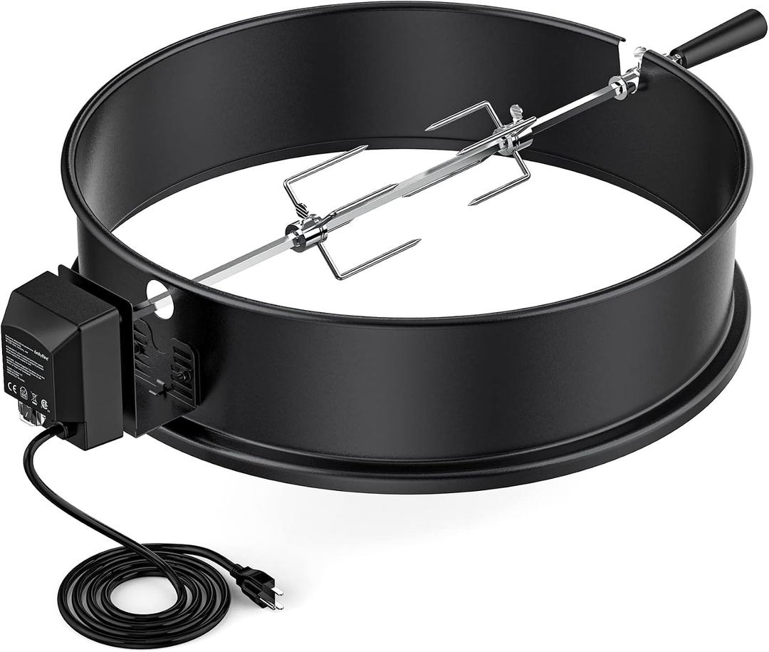 onlyfire Universal High-Temp Resistance Black Coated Steel Charcoal Kettle Rotisserie Ring Kit for Weber 2290 and Other Models