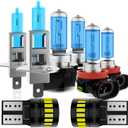 Headlight Bulbs Fit for 2011-2013 Kia Optima,H1 H11B High Low Beam Light Bulbs H8 fog light License Plate Lights Combo,Halogen Headlight,300% Brightness,Plug and Play,6000K White,8 Pcs