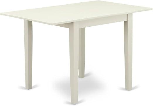 East West Furniture NDT-LWH-T Norden Mid-Century Modern Dining Table - a Rectangle Dining Table Top with Dropleaf & Stylish Legs, 30x48 Inch, Linen White