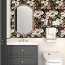 Vintage Wallpaper Peel and Stick Dark Floral Contact Paper 17.5in x 118in White Gold Flower Wallpaper Vinyl Waterproof Self Adhesive Boho Leaf Botanical Wall Paper for Bedroom Cabinet Table Decoration