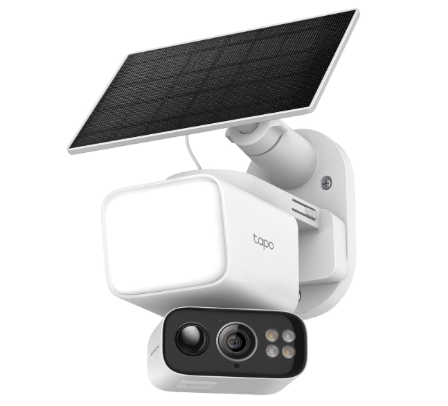 Tapo 2K Outdoor Pan/Tilt Wireless Floodlight Security Camera  Battery Power with Solar, 360º AI Motion Tracking, Person/Vehicle Detection, SubscriptionFree Local Storage or Optional Cloud, C615F KIT