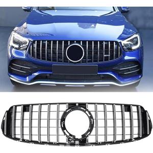 Chrome For 2020 2021 2022 Mercedes-Benz GLC-Class GLC 300/300e/350e/43 AMG SUV&Coupe With AMG Package Front Bumper Grille GT Style Center Grill