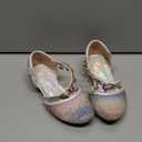 Furdeour Girls Dress Shoes Princess Crystal High Heels Closed Toe Party Wedding Flower Girls Shoes Toddler Little Big Kid (Purplestarry)