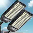 9500W Solar Street Light Outdoor, Commercial Grade Solar Lights Outdoor, IP67 Waterproof Parking Lot Lights Dusk to Dawn LED Security Flood Light Motion Sensor with Remote Control, 2 Pack