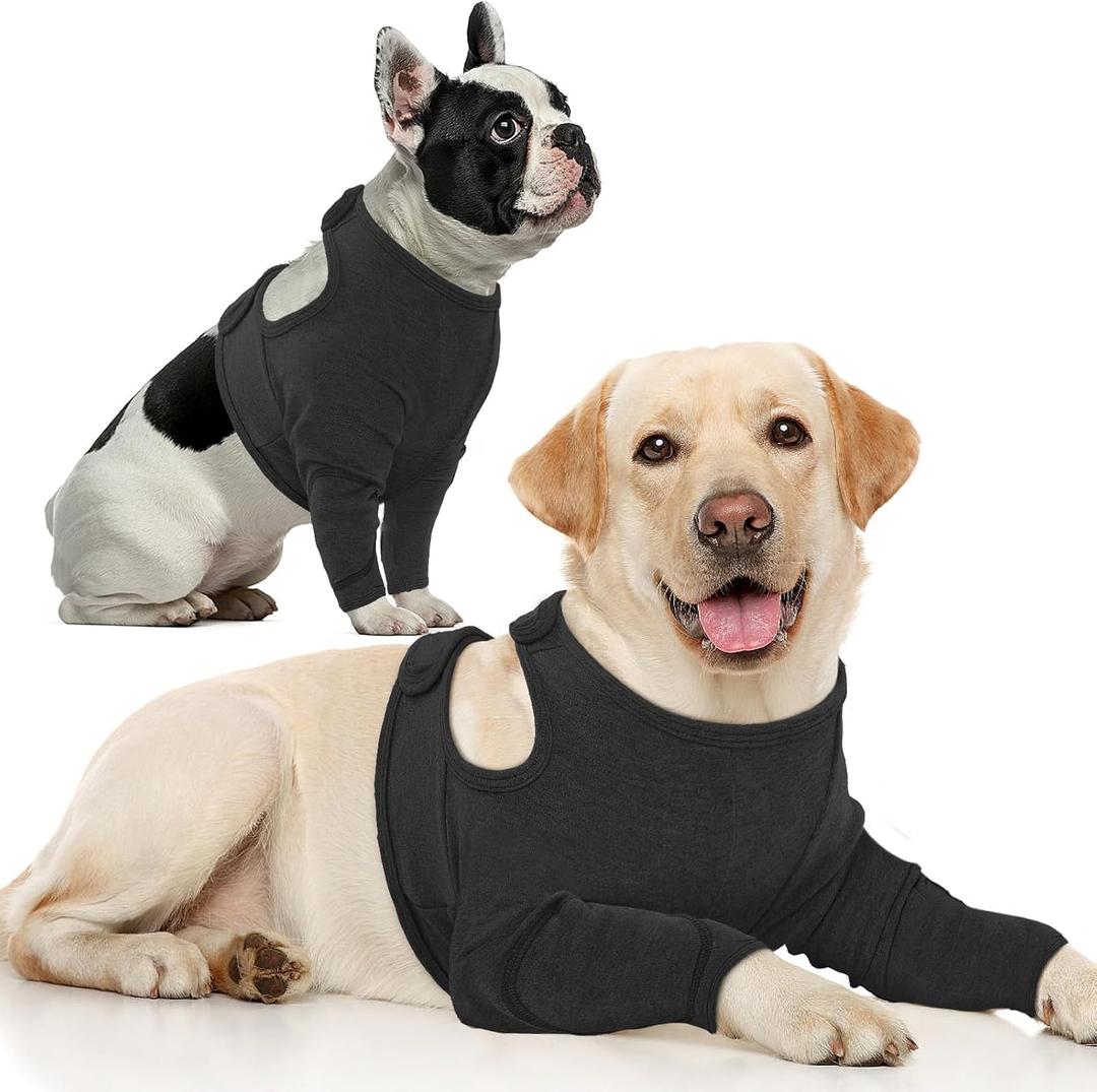 Nanaki Adjustable Dog Leg Protector to Stop Licking, Soft Surgical Recovery Sleeves for Front Leg Injuries, Breathable Wound Cover, Anti-Lick Sleeves (XL(Chest Girth:24.80"-29.92"), Black)